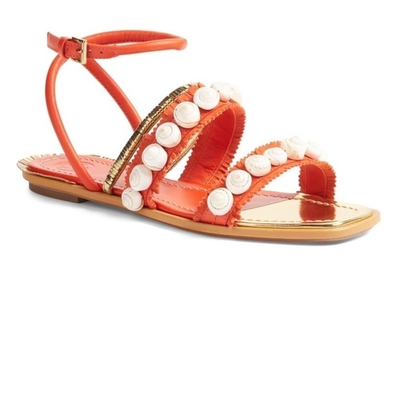 Tory Burch Sinclair ankle wrap seashell sandals.6 - Picture 2 of 8